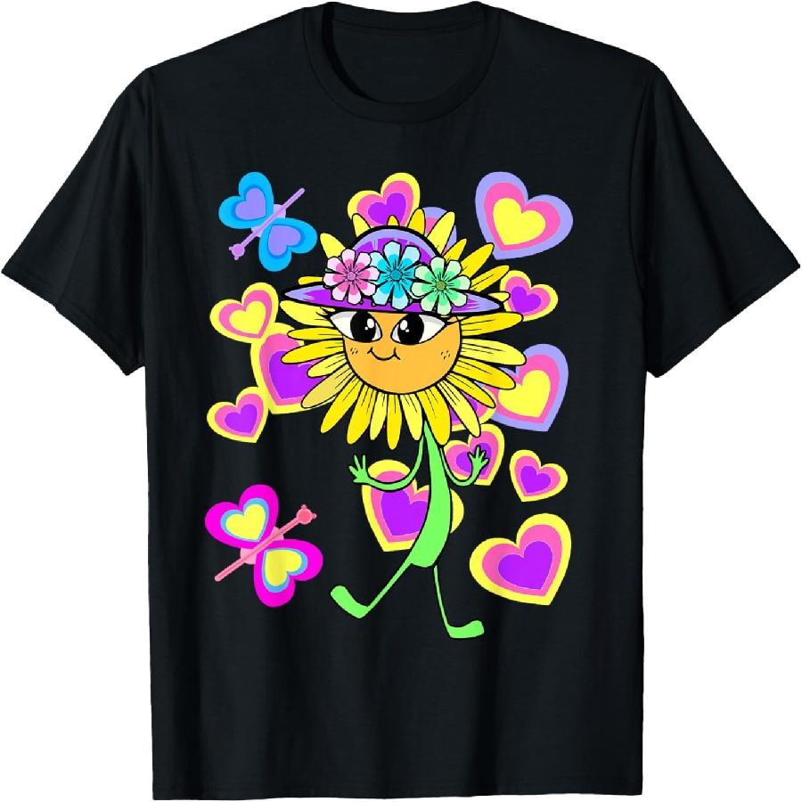Летняя футболка в стиле хиппи с подсолнухом, ретро 80-х 90-х, детская с цветами S