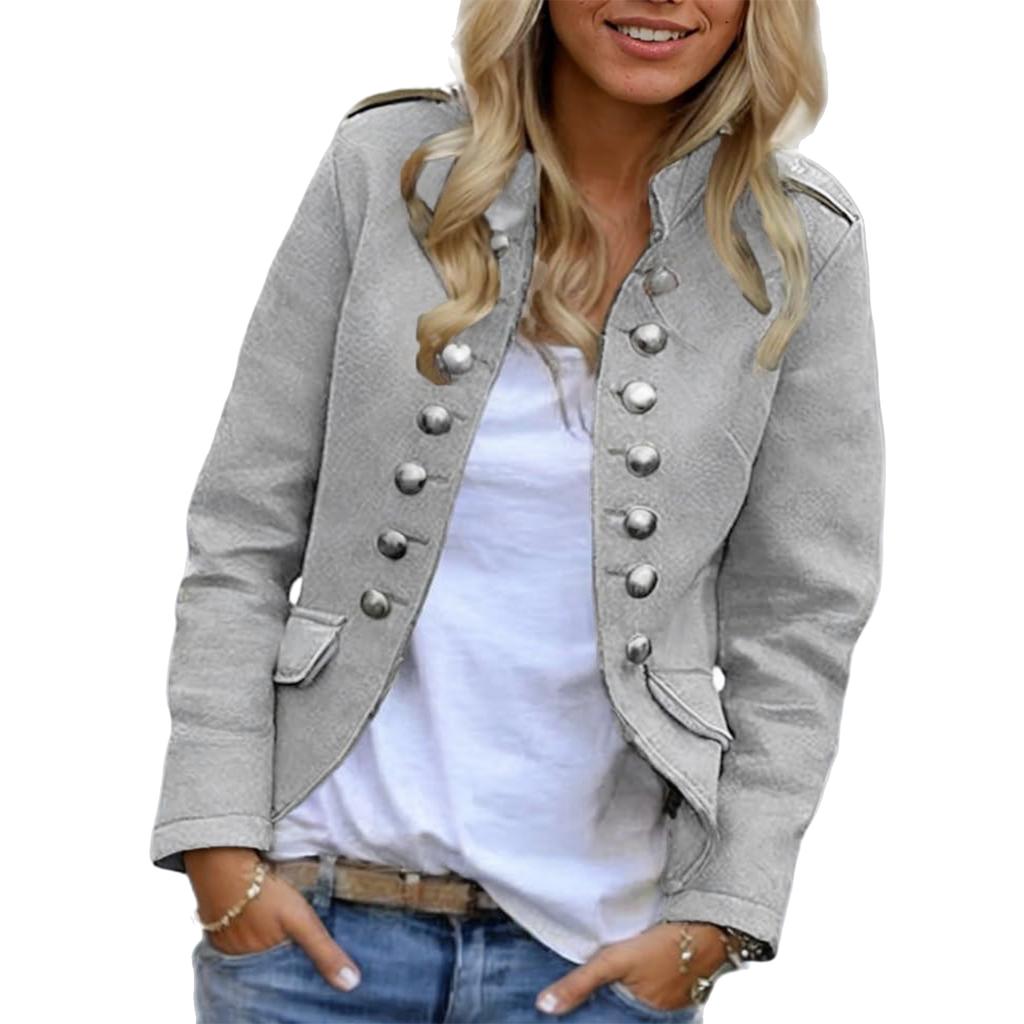 Ladies' Fashionable And Comfortable Breasted Color Long Sleeved Casual Jacket