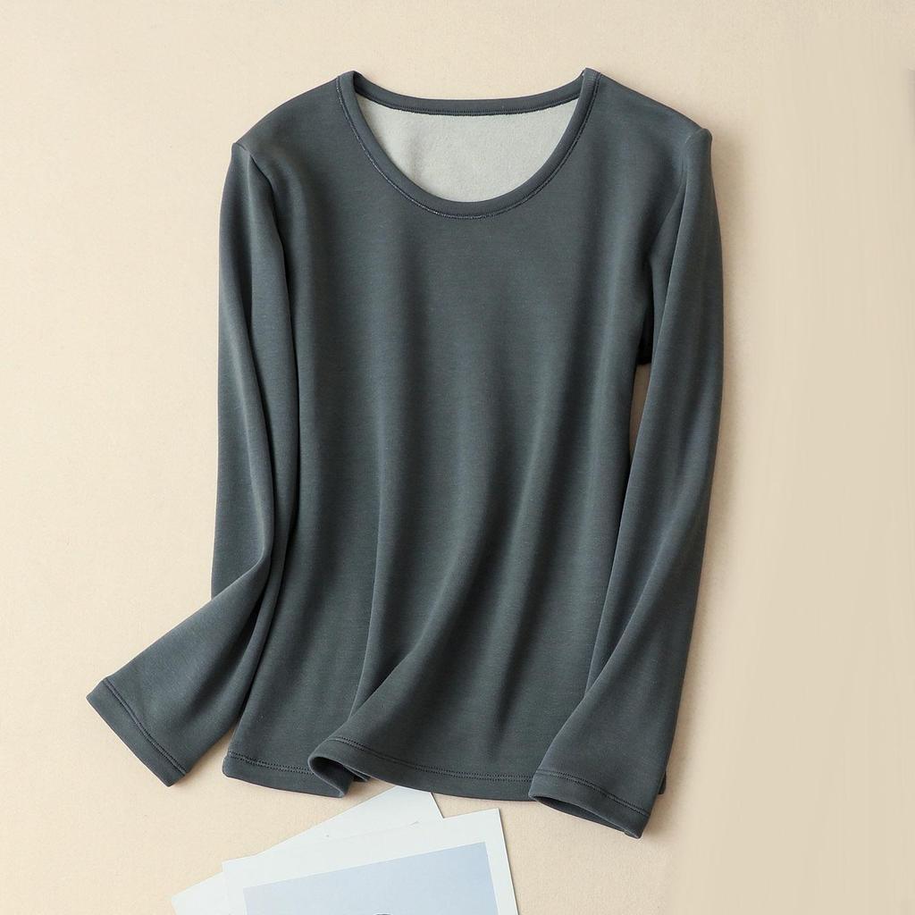 Women's Thickened Mulberry Silk Base Layer Set - 270g, Round Neck, Brushed for Warmth in Autumn