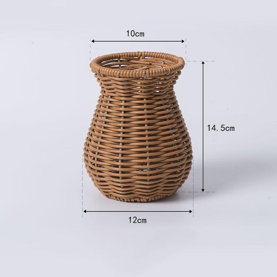 Handmade Woven Vase Imitation Rattan Flower Plant Potted Flower Basket Bouquet Holder Wedding Home Office Table Decorative