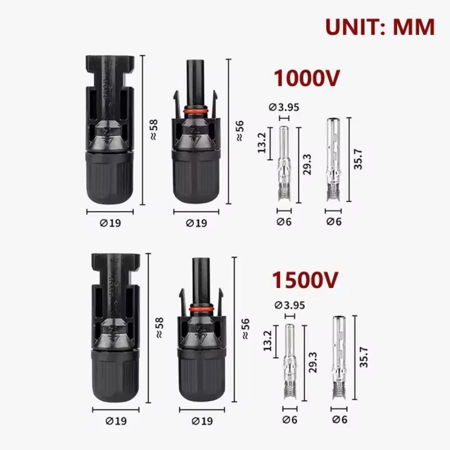 Sets Solar Connector Solar Plug Cable Connectors for Solar Panels Photovoltaic System 30A 50A 1000VDC 1500VDC