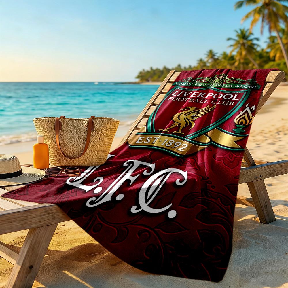 Liverpool Team Customize Text Beach Towel Super Soft Absorbent Suitable For Swimming Gym Camping Yoga Vacation