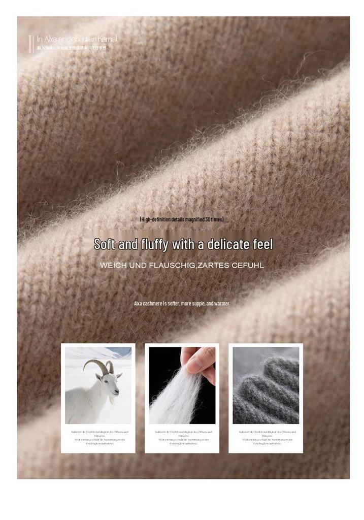 Women's Thick Three-Strand Cashmere Drop-Shoulder Sweater - 2025 Autumn/Winter Collection, Round Neck Base Layer Top