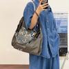 Japanese-Style Embroidered Large Capacity Fashionable Nylon Eco Shopping Bag - Versatile Commuter Handheld/Shoulder/Crossbody Tote