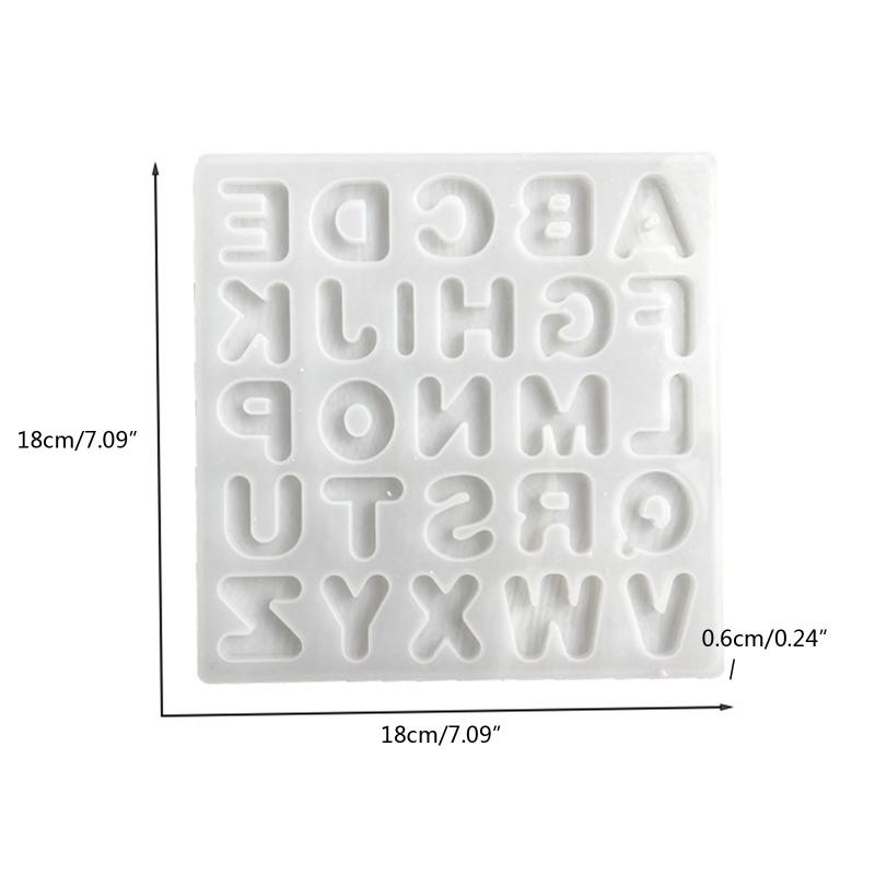 Lesklý lesklý střední abecední klíčenka Silikonová epoxidová pryskyřice Forma DIY přívěsek na klíčenku Šperk pro výročí Dárková