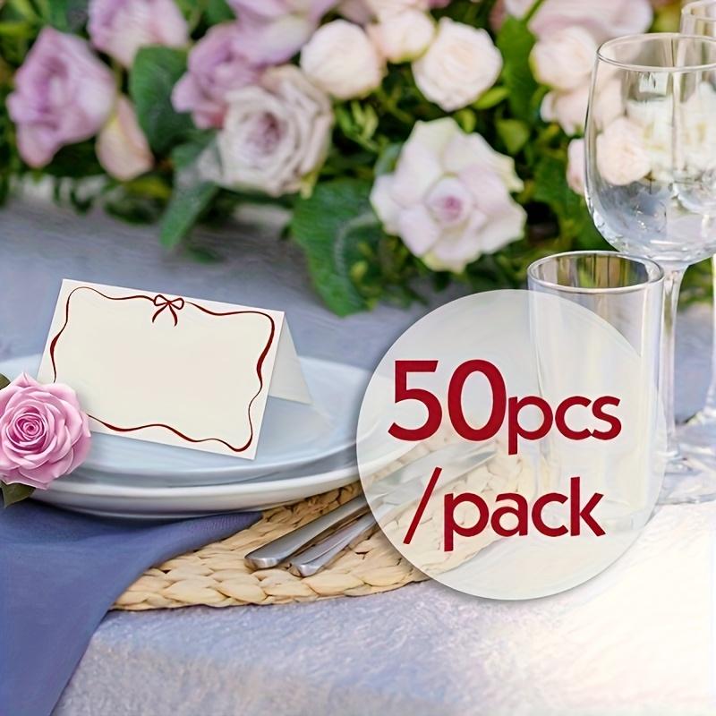 

50pcs Bowknot Wavy Border Place Cards Set | Blank Banquet Name Cards, Universal for Table Setting Seat Cards for Wedding/ Shower one size fits all