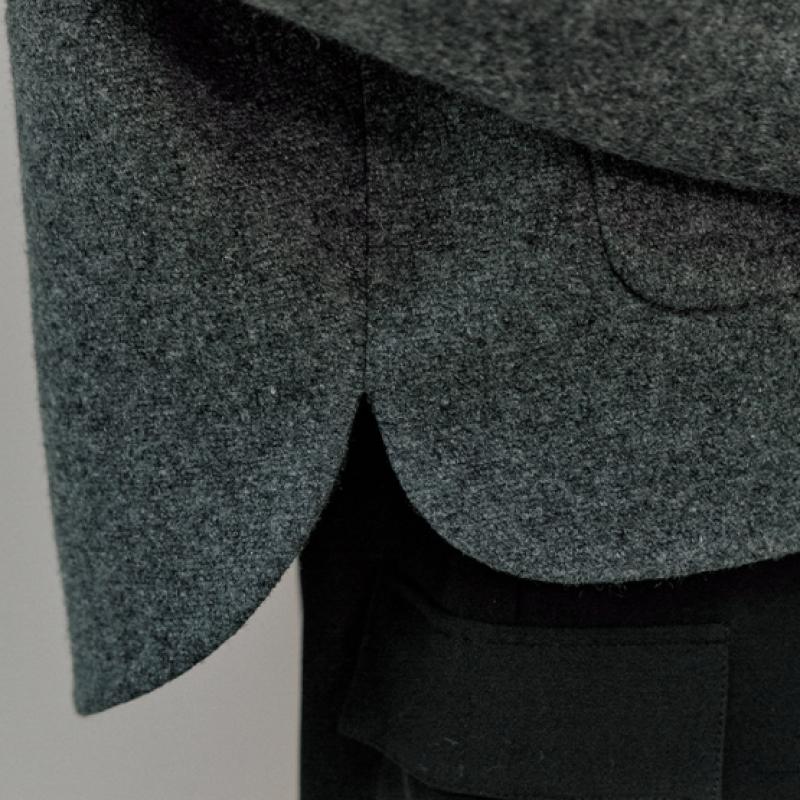 Wool Blend Drop Shoulder Stand Collar Cropped Jacket Cd01qj300on