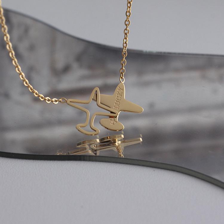 

Hongren 2023 Titanium Steel Lucky Airplane Necklace for Women - Starry Sky Light Luxury