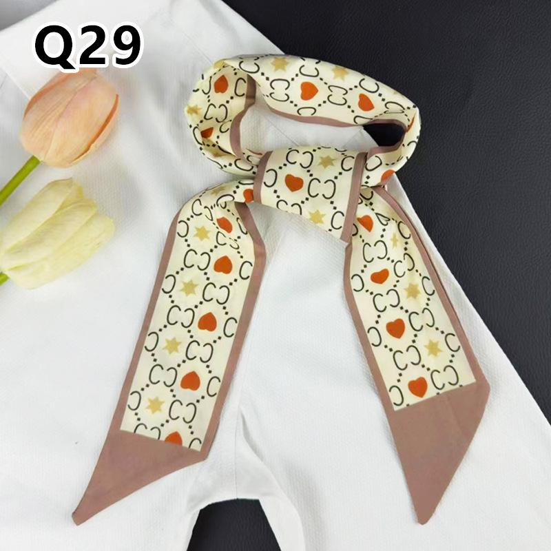 New Long Versatile Silk Scarf Tied Hair Band Bow Letter Floral Streamer Tied Bag Gift Small Silk Scarf