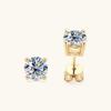 Moissanite Four-Claw Stud Earrings for Women - High-End S925 Sterling Silver Trendy Ear Jewelry