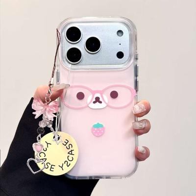 Neue Trend INS Niedliche Erdbeere Einfacher Bär Handyhülle Für iPhone 17 Promax 17Air 15 14 13 16 12 11Pro Max Plus Fortgeschrittene Y2k Abdeckung