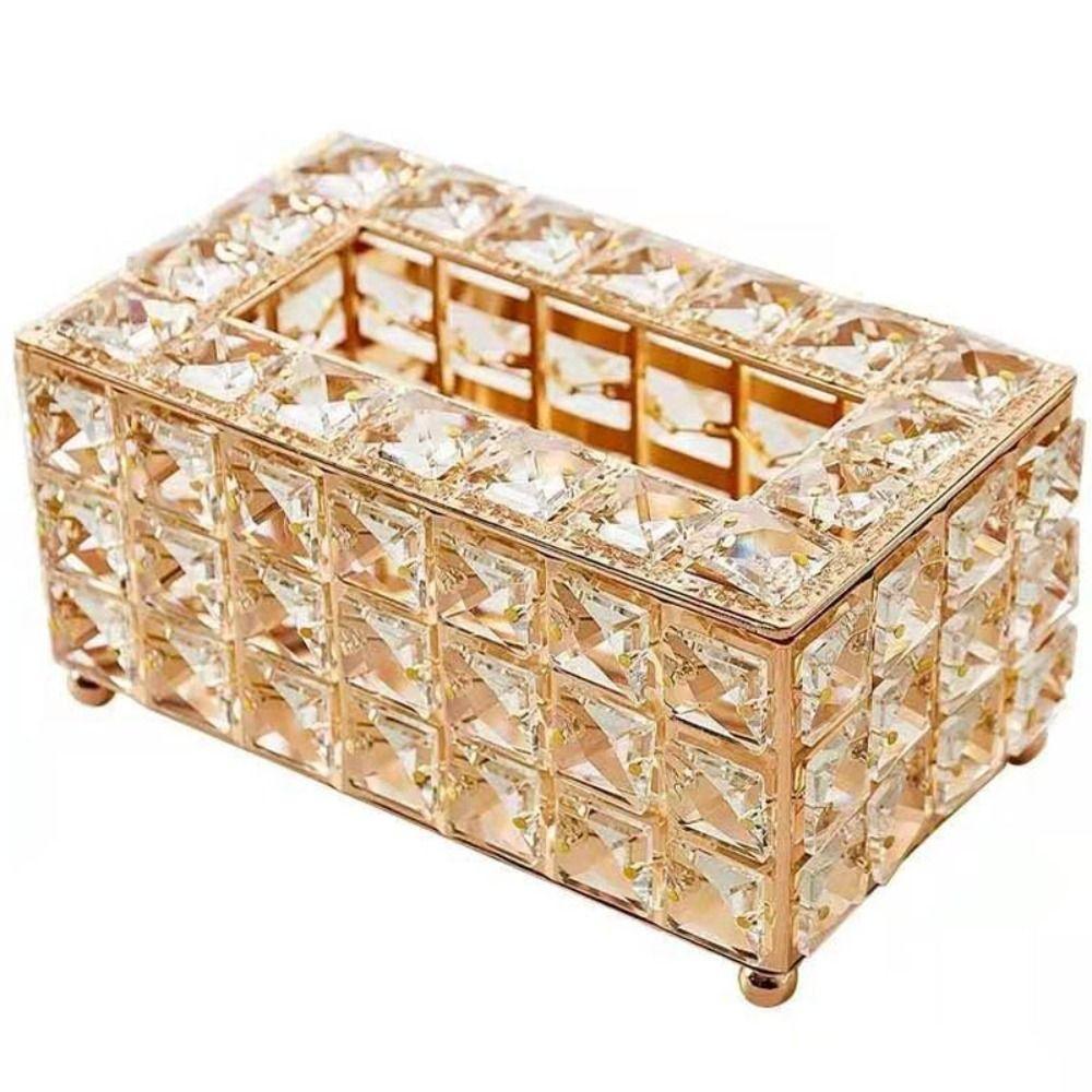 Sparkly Crystal Square Bead Tissue Box Light Luxury Napkin Box Paper Towel Storage Box  Living Room