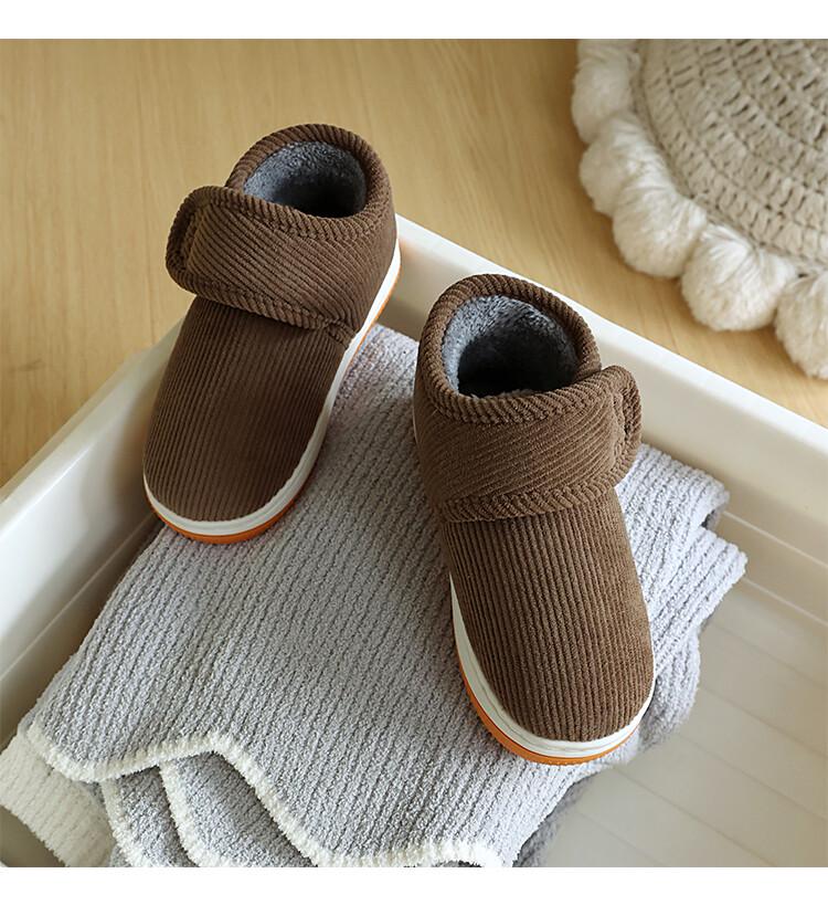 Sapatos de Algodão Antiderrapantes com Sola de Tendão de Vaca para Meninos no Inverno, Sola Espessa, Velcro, Pantufas Quentes para Interior/Exterior para Mulheres