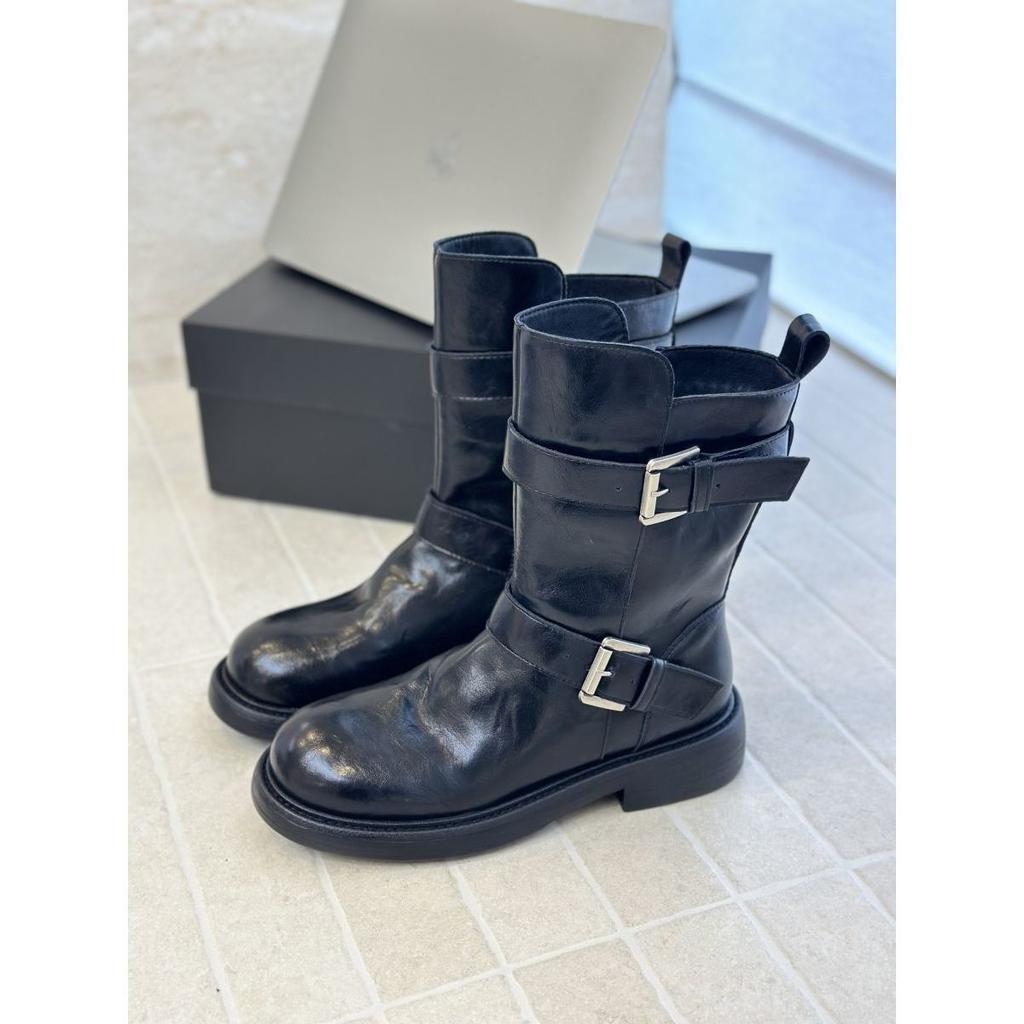 Thick-soled Belt Buckle Knight Boots Women's Autumn 2025 New Fashionable Versatile Lightweight Height Increase Casual Martin Boots Tide