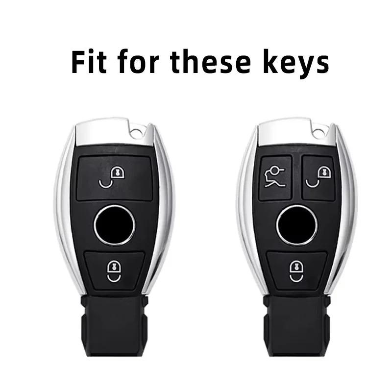 Alloy Style Car Key Case Cover Shell Fob For Mercedes Benz A B C E G Class C200 C300 E350 W205 E260L GLK A45 AMG BGA Accessories FK1