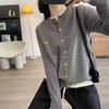 Women's Knitted Wool Cardigan with Round Neck and Small Horse Embroidery - 100% Pure Wool, New Autumn Collection.