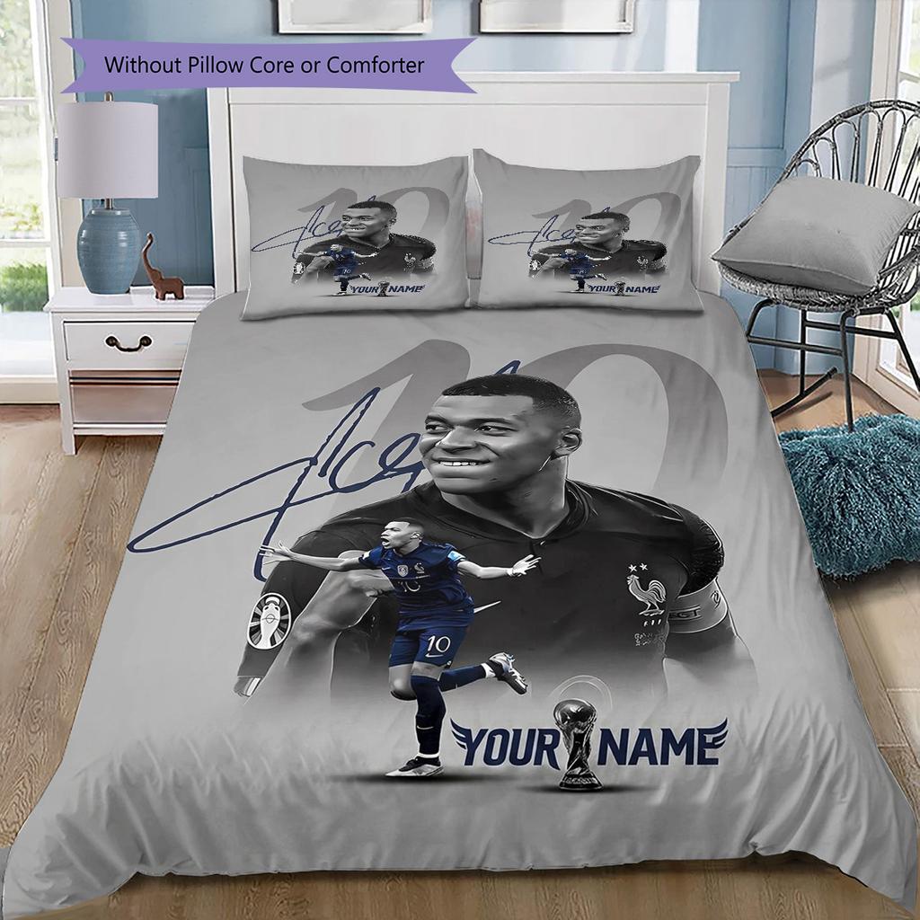 Mbappe Legenda Vzor s vlastním jménem Sada povlečení Přikrývka Potah na přikrývku Povlak na polštář Domácí Dárek k narozeninám(1 * povlak na peřinu + 2 * povlak na polštář, bez jádra)