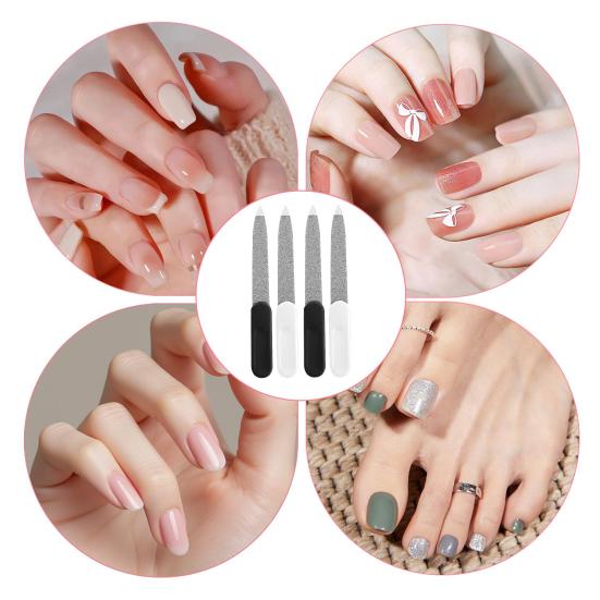 8Pcs Double-sided Metal Nail File with Ergonomic Non-slip Handle Professional Men Women Stainless Steel Gel Acrylic Fingernail File Emery Board