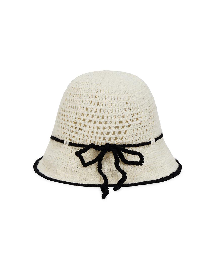 Bajal Heart Chain Crochet Ribbon Bucket Hat Black