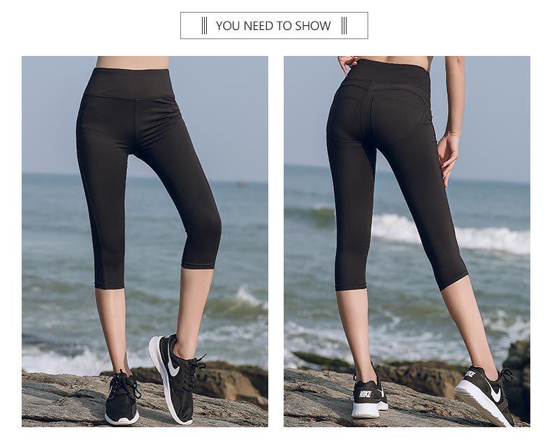 Übergröße Damen Schlankmachende Schnelltrocknende Yogahose - Dehnbar, Atmungsaktiv, Gekürzte Sommer-Sportleggings