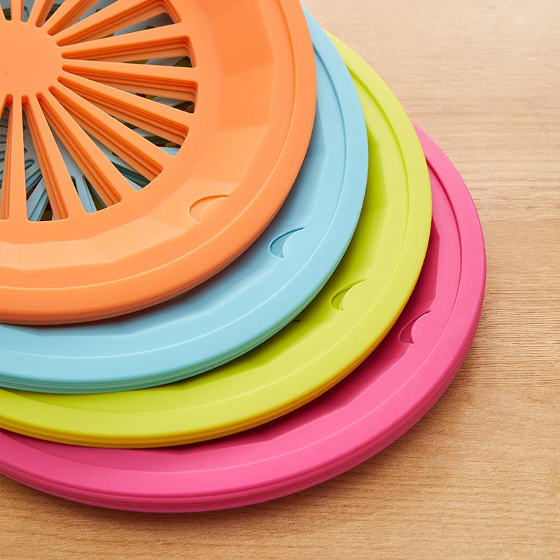 Plastic Round Hollow Basket Drainer Outdoor Picnic Food Tray BBQ Grill Plate Holder Wholesale