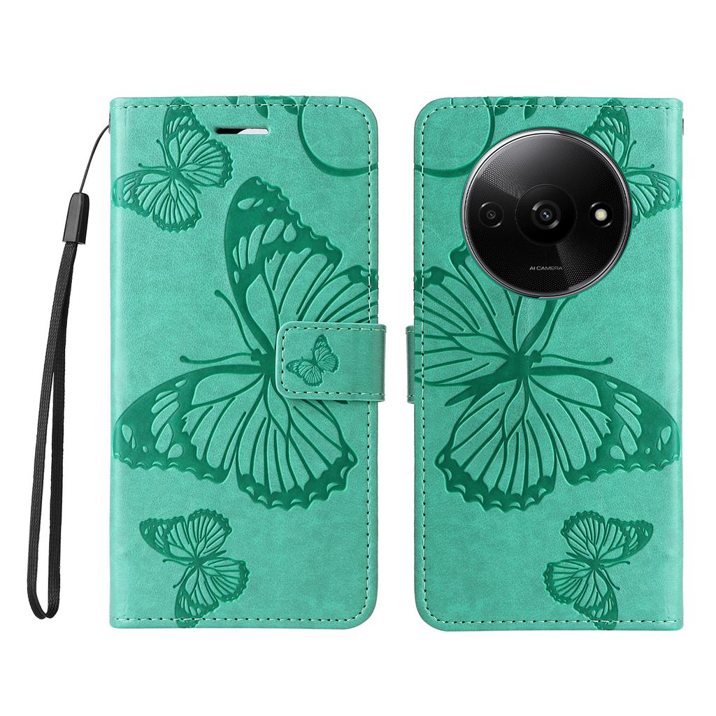 For Xiaomi Redmi A3 4G/Poco C61 4G Wallet Case Floral Butterfly Imprinted Leather Phone Cover Stand
