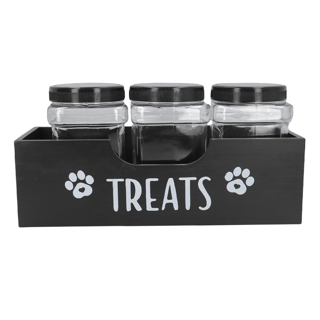 Dog Treat Container Solid Wood and Plastic Multifunctional Pet Food Storage Container for Home