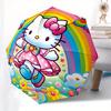 1pc Rainbow Hello Kitty Flowers Butterfly Umbrella with Plastic Handle,Suitable for All Seasons Home Travel Outdoor UmbrellaSanlio357