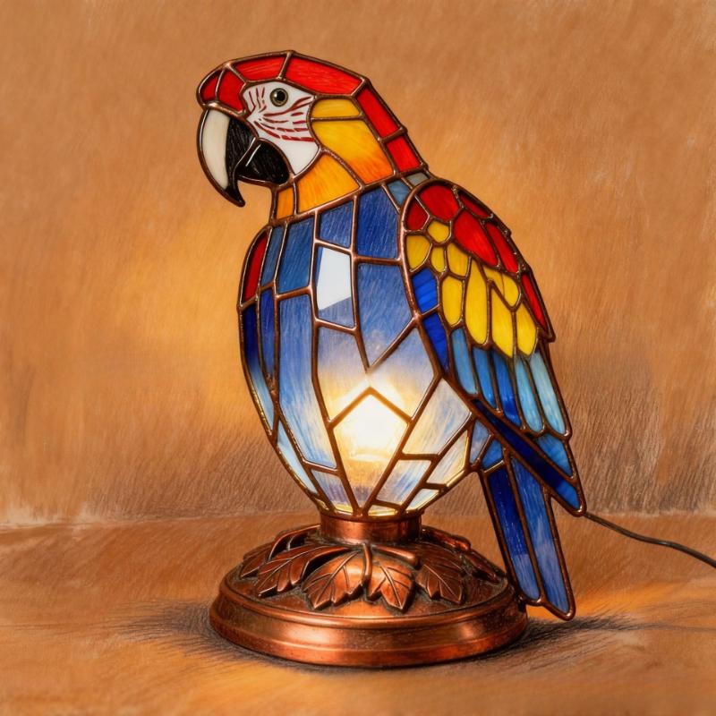 Fanyil Cardinal Lamp, Red Resin Bird Lamps for Bedside Livingroom Bedroom Home Decoration for Christmas Art Decor Light
