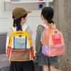 Kids Color Blocking Casual Backpack With Contrasting Stitching School Travel Use
