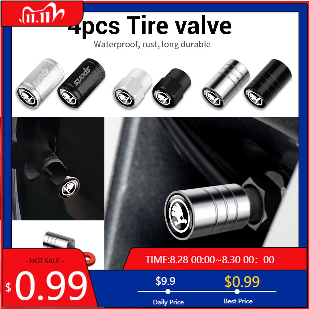 Car Sticker Car Wheel Tire Valve Cap Tyre Rim Stem Cover Moto Truck For Skoda Octavia Fabia Rapid Yeti Superb A5 A7 VRS VII Auto