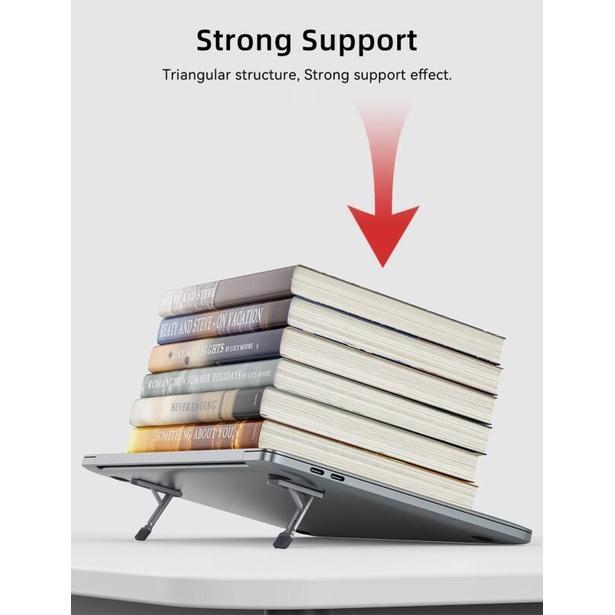 HdoorLink 2 in 1 Foldable Laptop Holder Mini Invisible Notebook Riser Bracket Self-adhesive Phone Table Desktop Kickstand Computer Cooling Stand