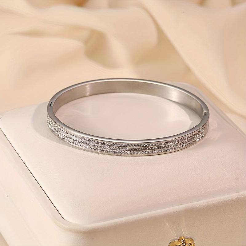 1pc Stainless Steel Bracelet Korean Style Simple Rose Gold Starry Pattern ins Wind-resistant, non-fading bracelet