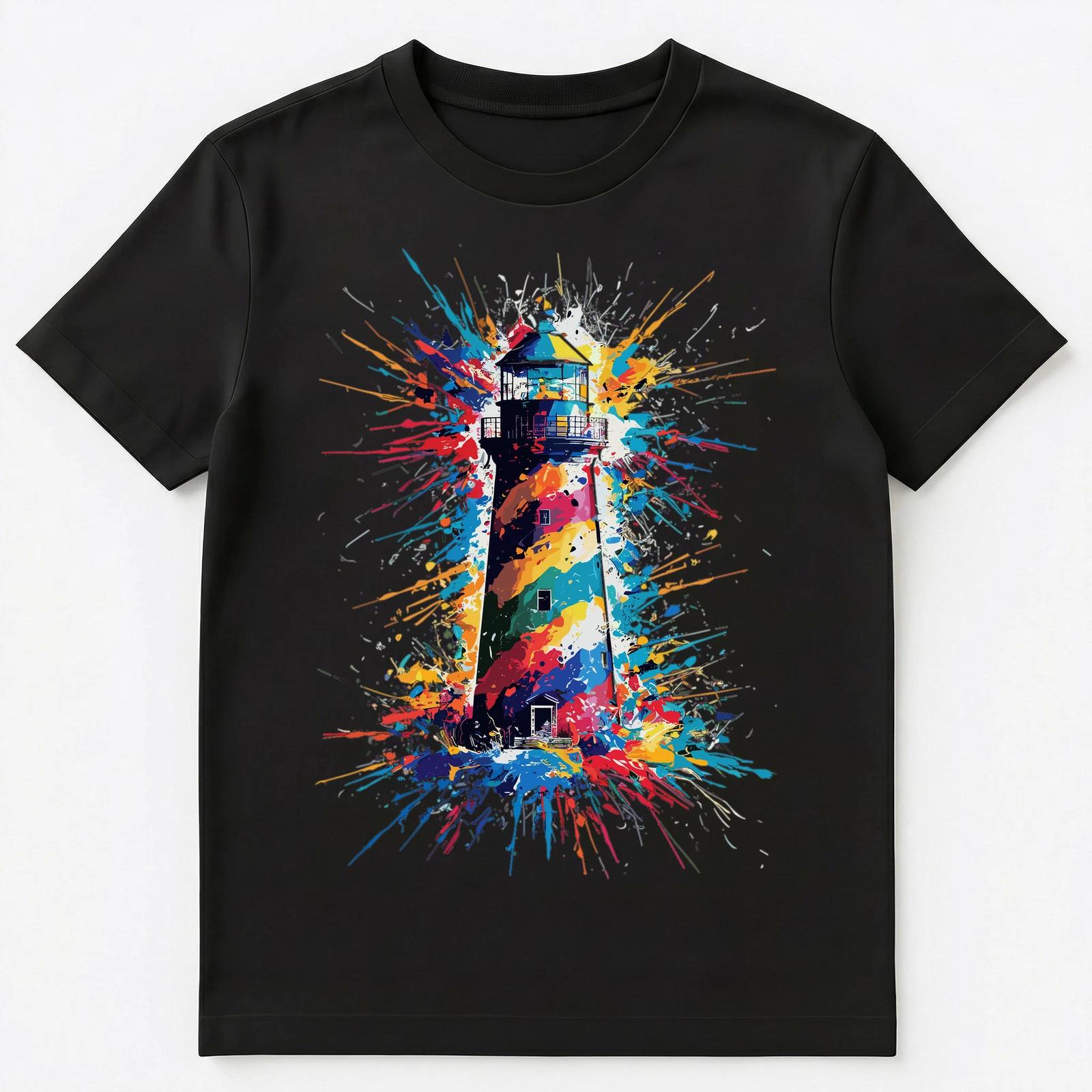 

Colorful Paint Splash Lighthouse Art Graphic Unisex T-Shirt L
