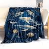 Cozy All-Season Flannel Throw Blanket with Whale & Marine Life Print-Soft, Warm, and Perfect for Bed, Sofa, and Camping