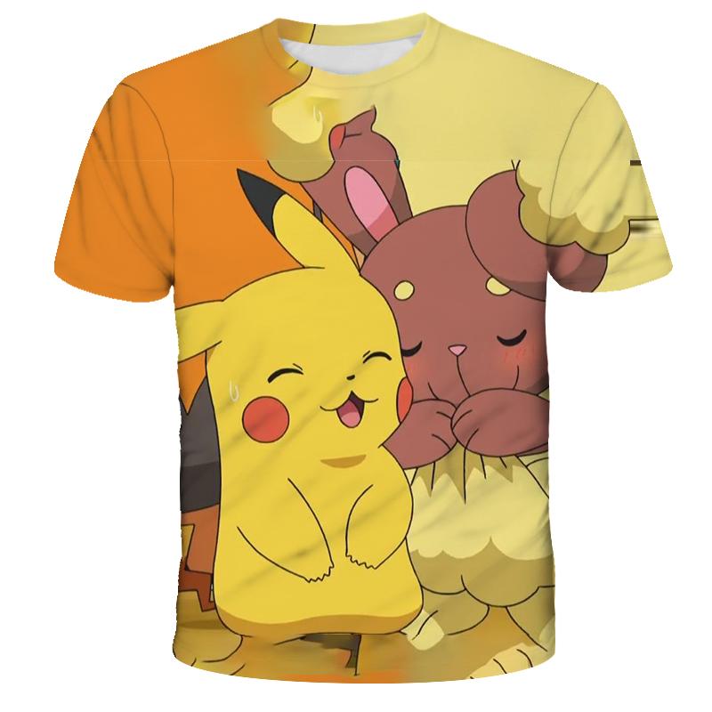 2026 Summer New Pikachu Animation T-shirt 3D Printing Unisex Children's Casual Fashion Cute Daily Street T-shirt Top