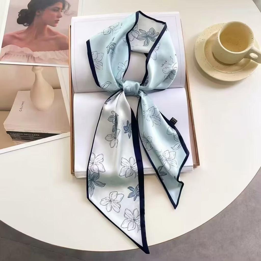 Modische Streifen Haarband Schal Damen Krawatte Tasche Schals Satin Seide Dünne Kopftücher Damen Kleiner Langer Schal Seidenschal Neu