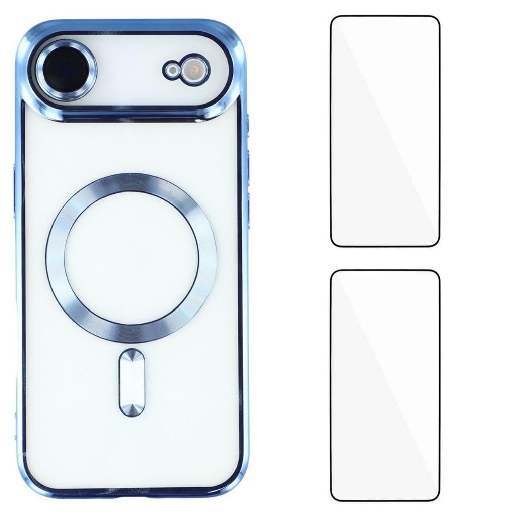 For iPhone 17 Air Magnetic Case WANLONFENG Electroplated TPU Cover with Lens Film+2Pcs Tempered Glass