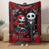 1pc, Cozy Home Decor: Jack and Sally Skeleton Couple Flannel Throw Blanket Gift for Bedroom, Living Room, Travel, Camping, Car