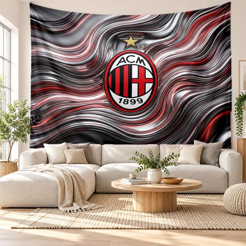 Tapestry AC Milan, Miękka tkanina do zawieszenia na ścianie, Dekoracyjne tło do sypialni, Sztuka ścienna do domu