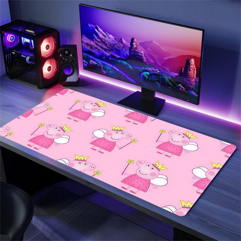 Peppa Mouse Pad, Large Gaming Desk Mat, Non-slip XXL Mousepad for Laptop & Tablet, Mini PC Playmat with Stitched Edges