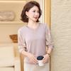 2026 Autumn Long-Sleeve Printed Patchwork Pullover for Middle-Aged and Elderly Women