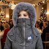 Quilted Hat for Hood Zipper Balaclava Hat Women Winter Cold Weather Face Mask Closure Fuzzy