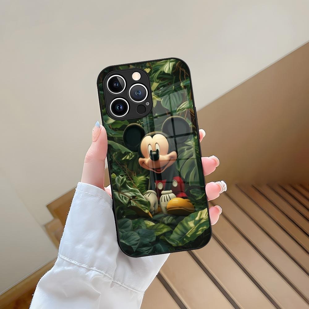 Mickey Mouse Phone Case Tempered Glass For iPhone 13 15 14 12 11 Pro Max Plus Mini X XR XS 8 7 6s SE2020 Coque