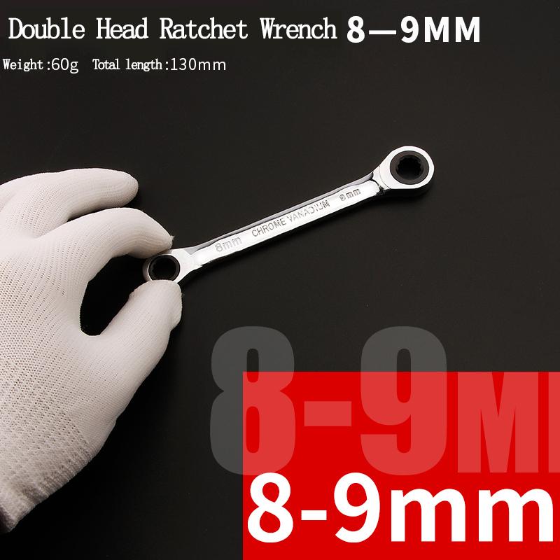 Chrome Vanadium Ring Double Head Ratchet Wrench Reversible 8-9-10-12-13-14-15-16-17-18-19mm Ratchet Combination Spanner Set