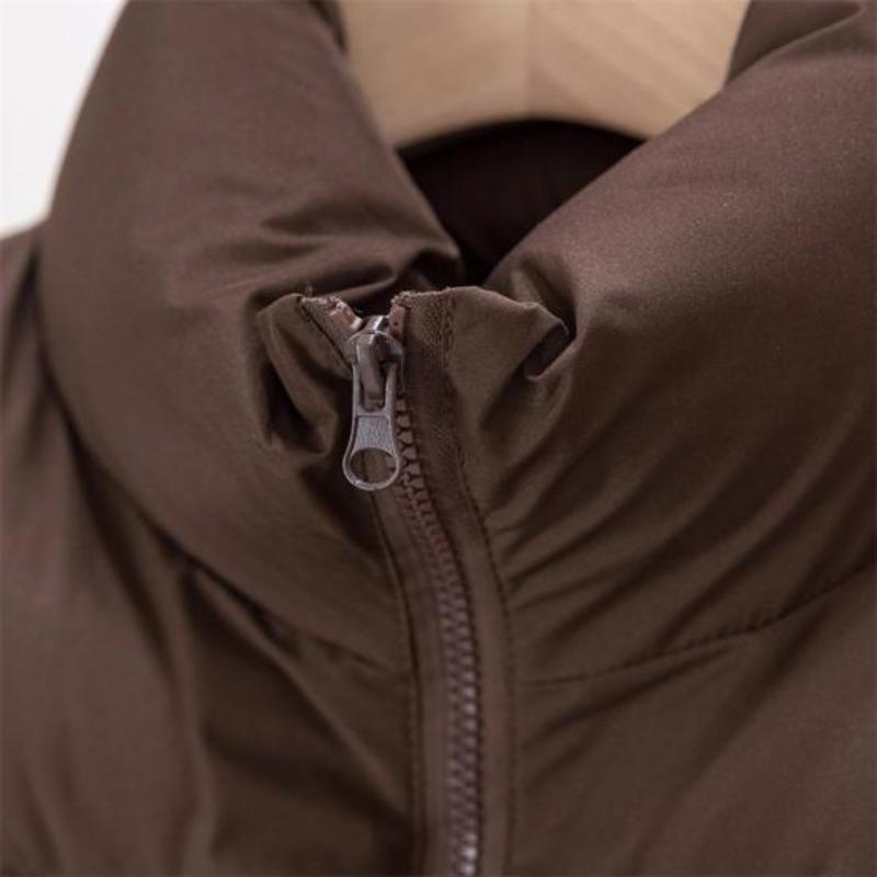 Winter Women Vest Coat Thickened Padded Zipper Closure Stand-up Collar Sleeveless Waistcoat Solid Color Winproof Heat