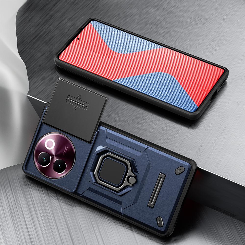 For Case Keysion Shockproof Vivo V30e 5g Slide Push Pull Camera Lens Protection Ring Stand Phone Back Cover For For Vivo V30e 5g