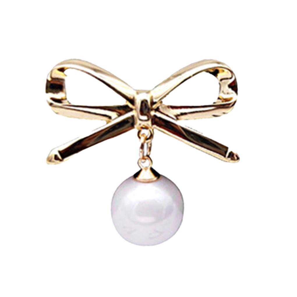 Bowknot Pearl Brooch Enamel Lapel Pin Jewelry Anti-emptied Clothes Accessory Rhinestone Blouse Brooches Bow Tie Wedding