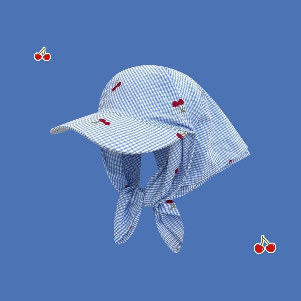 Korean Version Cherry Embroidered Hat Thin Curved Brim Sun Cap New Women s Sun Cap Spring Summer синий