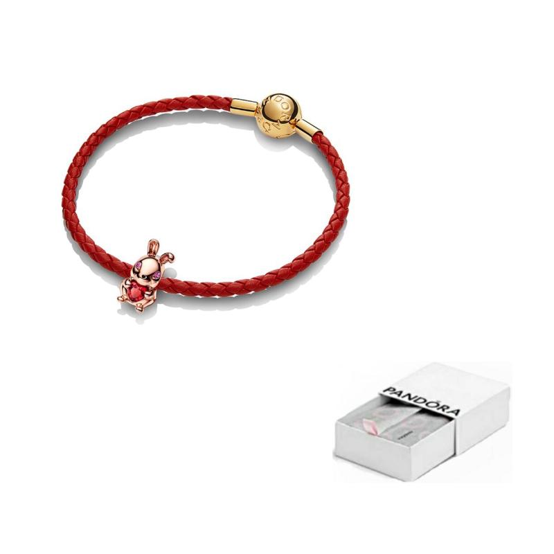 Pandora Lucky Rabbit Woven Leather Bracelet Women bracelet ZT2583